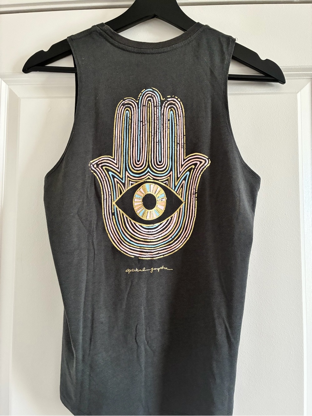 Spiritual Gangster - Black Graphic Muscle Tank - Hamsa Eye Print